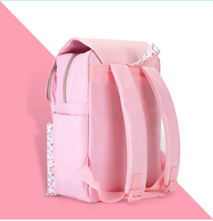 〖Primary Schoolbag〗 Girls grades 1-3-6 pink flip-up backpack printed college style handbag