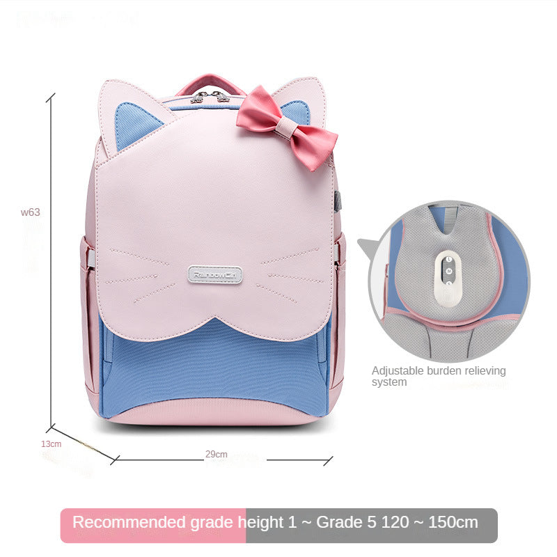 〖Primary Schoolbag〗Grade 1-3-5 girl cat ears student children backpack schoolbag gift box