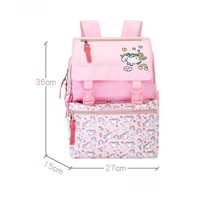 〖Primary Schoolbag〗 Girls grades 1-3-6 pink flip-up backpack printed college style handbag