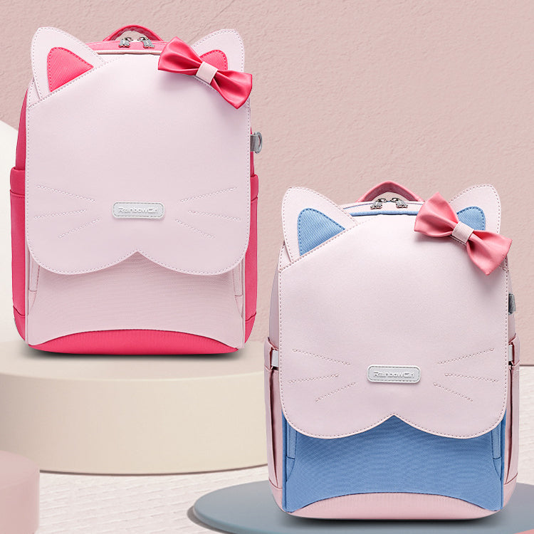 〖Primary Schoolbag〗Grade 1-3-5 girl cat ears student children backpack schoolbag gift box