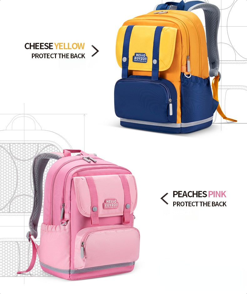 〖Primary Schoolbag〗 1-6 grades high-end blue yellow pink girls boys schoolbags backpacks to reduce the burden and protect the spine