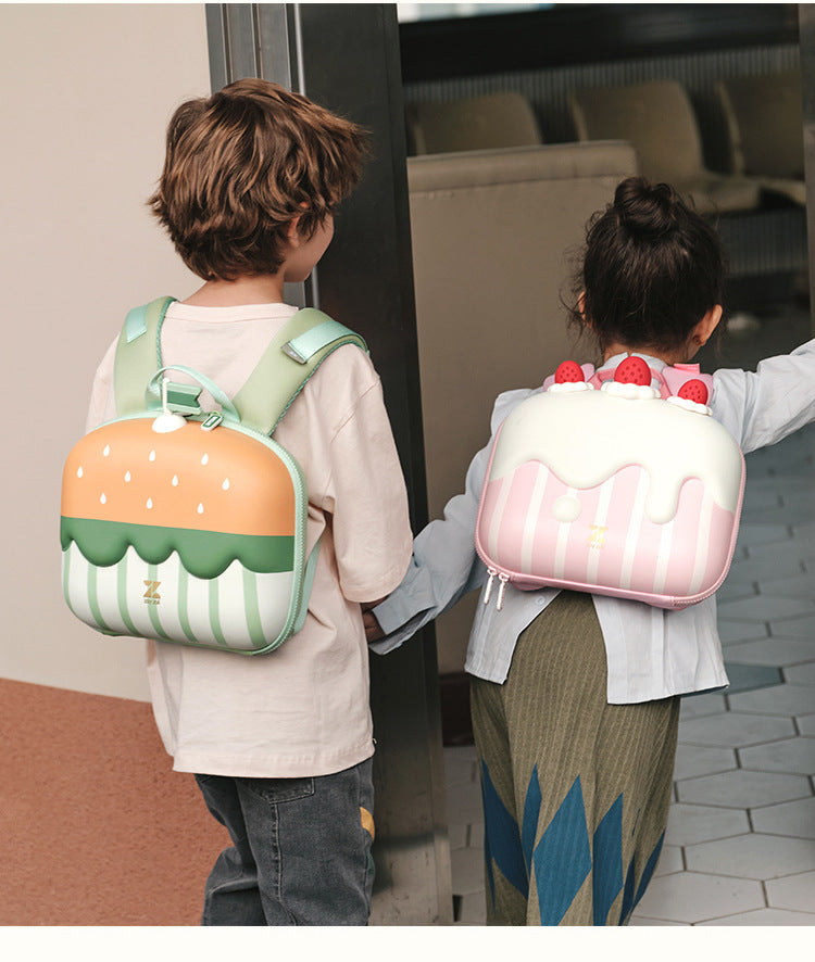 〖Kindergarten School Bags〗 2-6 years old baby boy girl child preschool backpack cream cake cheeseburger kindergarten