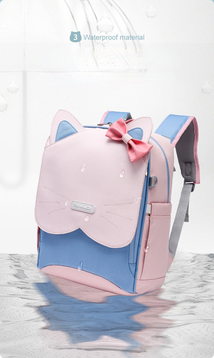 〖Primary Schoolbag〗Grade 1-3-5 girl cat ears student children backpack schoolbag gift box