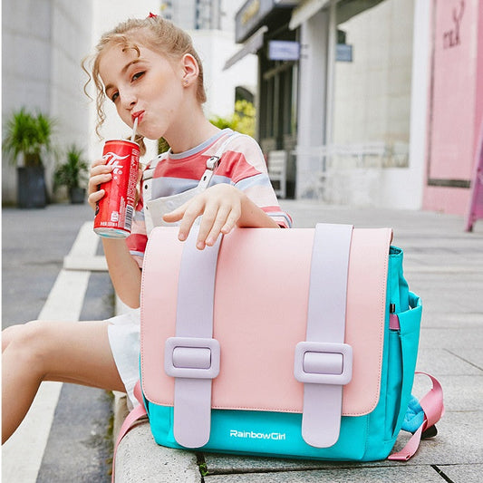 〖Primary Schoolbag〗 1-3-6 grades girls horizontal schoolbag primary school girls shoulder bag children's backpack