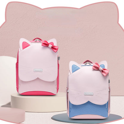 〖Primary Schoolbag〗Grade 1-3-5 girl cat ears student children backpack schoolbag gift box